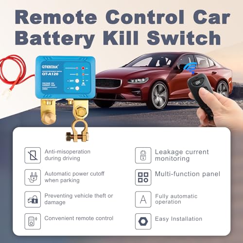 Image of 12V 120A Remote Battery Disconnect Switch | Anti-Theft, Battery Leakage Protection, Car Battery Shut Off Switch for Auto,Vehicle, RV, ATV,Truck, Boat