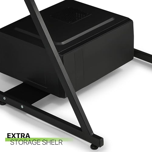 Miniatura 5 de Magshion Escritorio para computadora con estante para monitor, estación de trabajo de 3 niveles con marco en forma de Z, mesa de escritura que