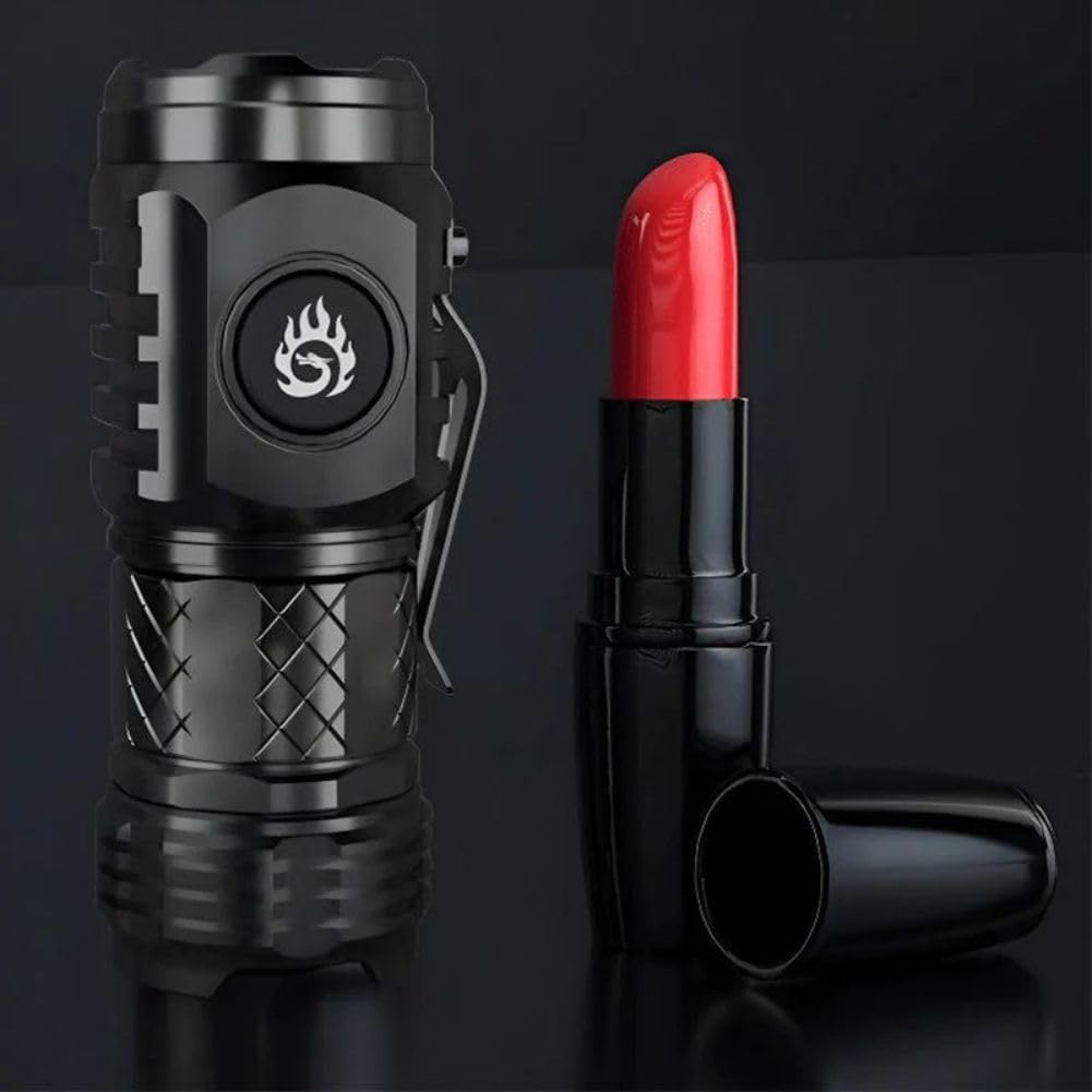 Three-Eyed Monster Mini Flashlight Rechargeable, German Three-Eyed Monster Mini Flash Super Power Flashlight, Slim Portable Pocket Compact Torch for Home Camping (Black)