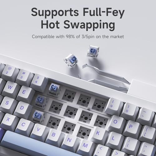 Image of nacodex AK650 Mechanical Keyboard with Volume Control at the Touch of a Button Gaming Keys Pink Wireless Bluetooth Keyboard with Cute (AK650 Fly Fish Purple)