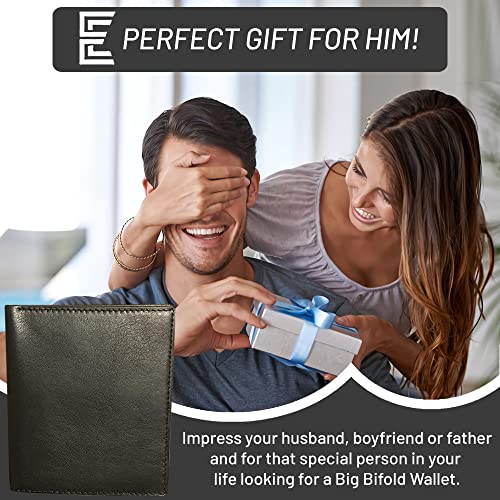 E Elton Genuine Lambskin Leather Hipster Bifold Wallets For Men Black Extra Large Bifold Wallet #TOP5