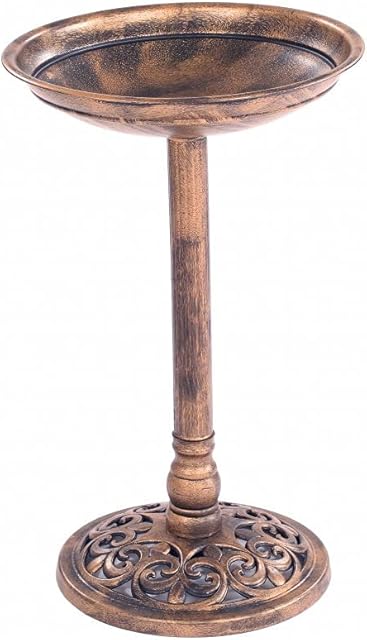 Oypla Traditional Ornamental Pedestal Garden Water Bird Bath (Bronze)
