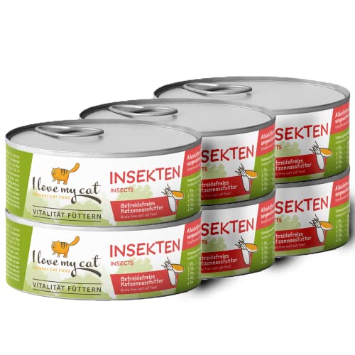 I love my cat NATURAL CAT FOOD Getreidefreies Nassfutter für Katzen mit Insektengeschmack 100 g x 6