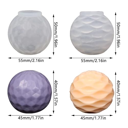 Cestony 2Pcs Spherical Candle Silicone Molds For Making Candle Resin Pillar Aromatherapy Candles Wax Soap Flower Specimen Clay Craft #TOP1