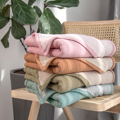 Image of lulumoon Muslin Baby Blanket Neutral: Cotton Toddler Blanket for Daycare