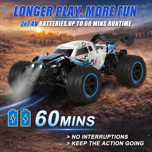 Vvoqeote 1/14 Fast RC Cars for Adults and Boys, 50 KPH 4WD Offroad RC Truck | All Terrain High Speed Hobby Remote Control Car, 60 Mins Runtime,2 Rechargeable Batteries - image 4