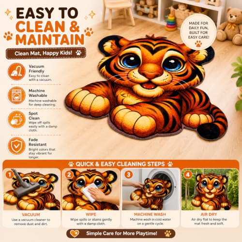 Image of Lion Shape Door Mat for Home Entrance | 3D Animal Floor Mat | Anti-Slip Washable Rug | Soft Decorative Welcome Mat for Living Room, Bedroom, Kids Room & Entryway (23 x 23 Inch)