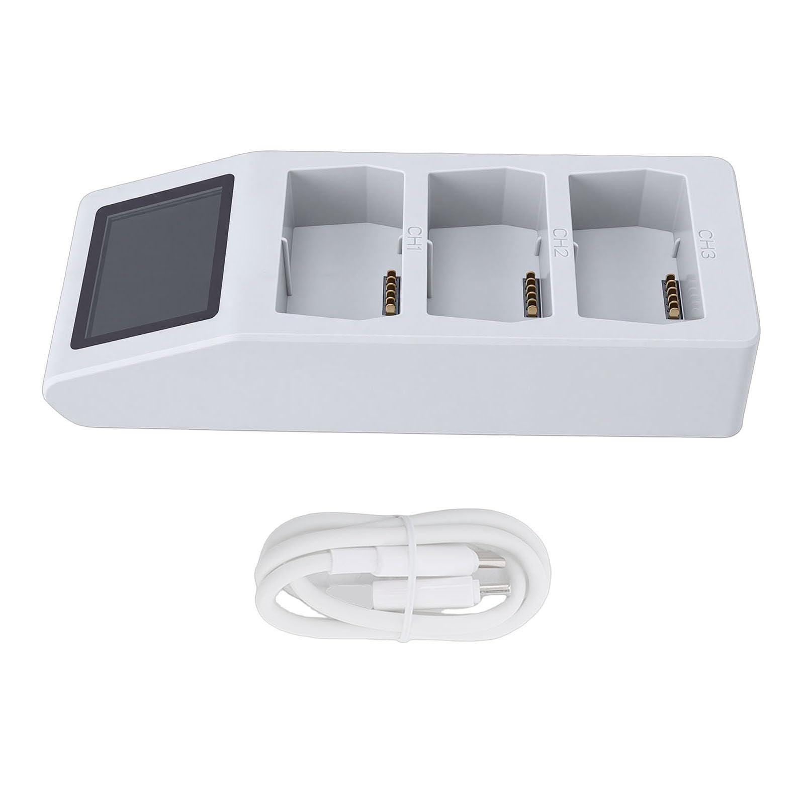 Fockety Caricabatterie Intelligente per Drone Serie Mini5pro, Interfaccia USB C 3 Batterie Hub di Ricarica Batterie Ricaricabili con Cavo di Ricarica per Auto Caricabatteria LCD
