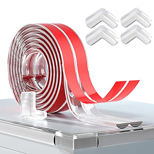 FATCAT 6M Kantenschutz Baby, Transparent Kantenschutz Selbstklebend, Kantenschutz Transparent Vormontierter Klebestreifen für Tische, Platten, Kommoden, Schützt Babys (10mm*3m + 4Eckenschutz) Cover