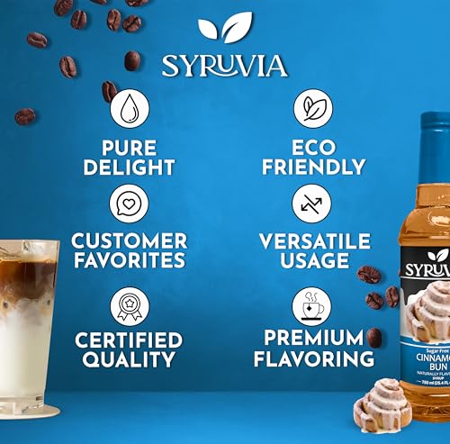 Syruvia Sugar-Free Cinnamon Bun & Cupcake Syrup - 25.4 fl oz Premium Coffee Flavoring Syrup. 0 Calories, Kosher, and Gluten-Free. Ideal for Drinks, Sodas, Shakes, Desserts, and More. - image 7