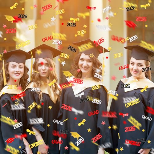 Image of Sumind 3000 Pieces 2026 Graduation Confetti Class of 2026 Graduation Party Decorations Grad Diploma Confetti Decorations for Grad Anniversary Party(Gold, Silver, Black, Red, 2026 Style)