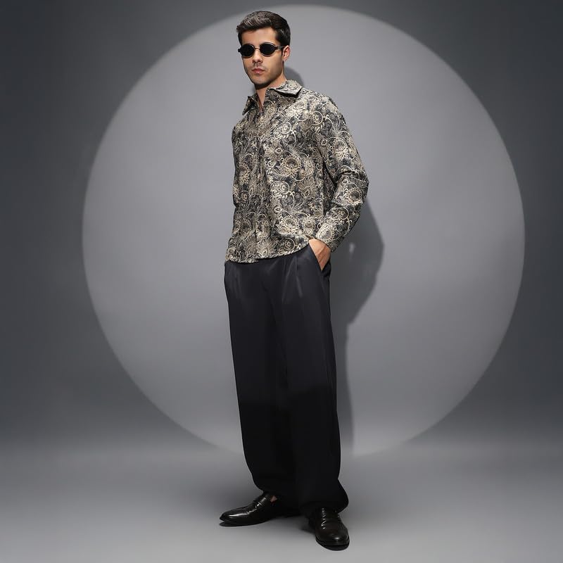 Image of CAHOOT Men's Shirt for Casual Wear | Spread Collar | Long Cuffed Sleeves | Button Closure | Shirt Shirt Crafted with Comfort Fit for Everyday Wear