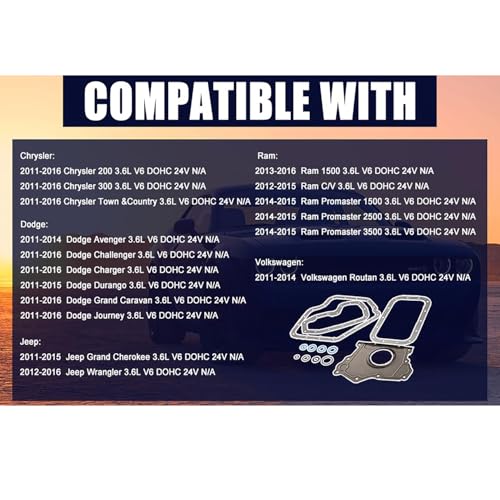 Image of AUCERAMIC CS26541 68078554AD Oil Pan Gasket Set Fit for 2011-2016 Chrysler 200 300 Dodge Avenger Challenger Charger Durango Grand Caravan Journey Jeep Grand Cherokee Wrangler Ram 1500 C /V 3.6L V6