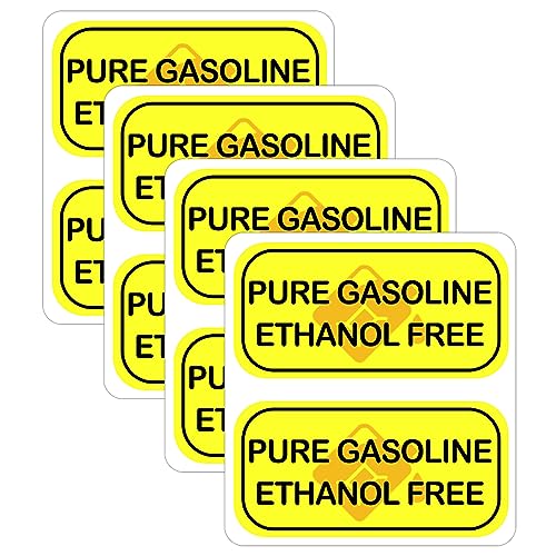No Ethanol Sticker - 8 Pcs Pure Gasoline Ethanol Free Gas Can Tank Decals Labels 2x4 Inch Waterproof Vinyl Fuel Stickers for Gas Cans, Boats, Small Engines