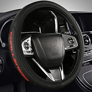 fanshihua Genuine Leather Steering Wheel Cover Compatible with Dodge Challenger