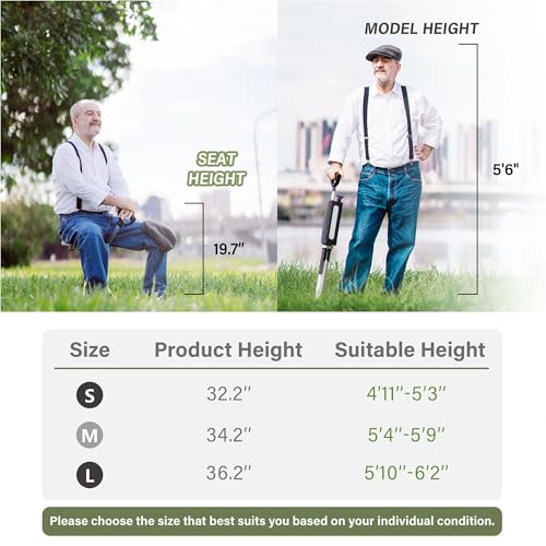 Image of STEP2GOLD Ta-Da Chair Series 2- Portable Walking Stick, Cane with Seat, Foldable Chair, Hiking Stick, for Camping, Hiking, Lightweight Aluminum, Easy Carry, Anti-Slip