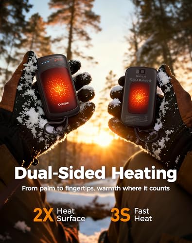 OCOOPA Dual-Sided Hand Warmers Rechargeable 2 Pack, Stocking Stuffers for Men Women Teens Boys Girls, White Elephant Gifts for Adults, Gifts for Men Wp, Heated Gloves Must Have, Hunting Essentials image 2