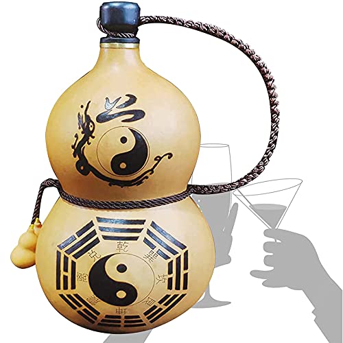 GKH2 Natural Gourd Jug, Easy to Clean Hip Flask, High Capacity Wine Water Bottle, Water and Wine Gourd for Camping, Home Decoration, Your Best Choice,150ml~200ml,150ml~200ml