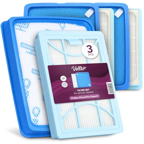 3x Vellto Filtre HEPA Pour Aspirateur Compatible Avec Philips PowerPro Expert FC9729 FC9741 FC9742 FC9743 FC9744 FC9745 FC9746 Pièce Détachée Filtration Air Accessoire Nettoyage Maison
