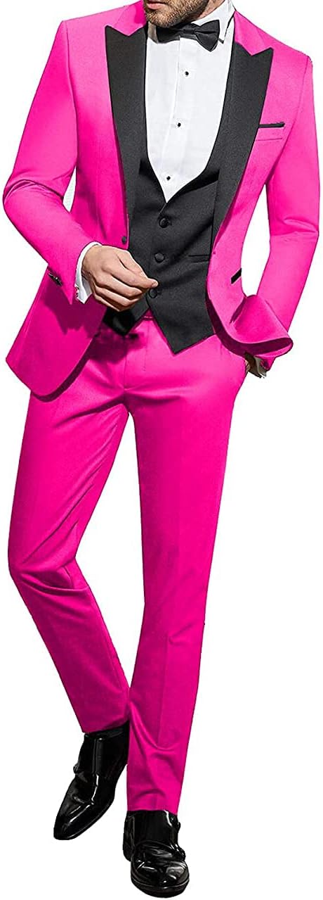 Mens Suits Slim Fit 3 Piece Blazer Jacket Tuxedos Groomsmen for Daily Business Wedding Party