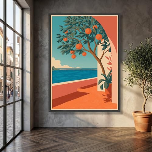 Affiche arbre oranger pour salon ensoleillé style sudiste