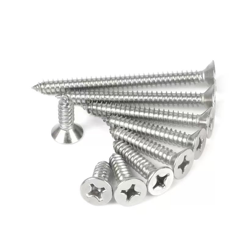 Vis autotaraudeuses tête plate inox M4-M6 cruciforme métal bois plastique assortiment fixation (M6 x 65mm - 50pcs)