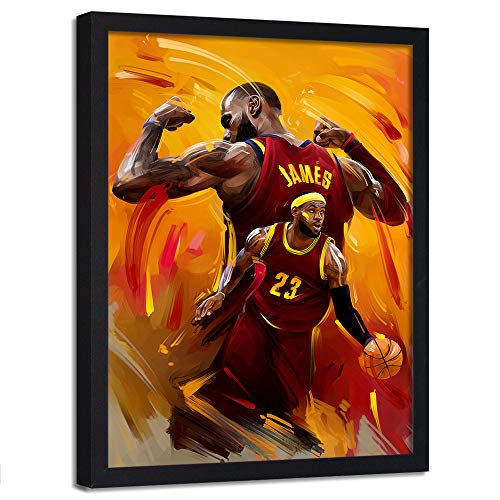 carowall CAROWALL.COM Image Cadre Noir Basketball Décoration Abstrait Orange 40x60 cm Cover