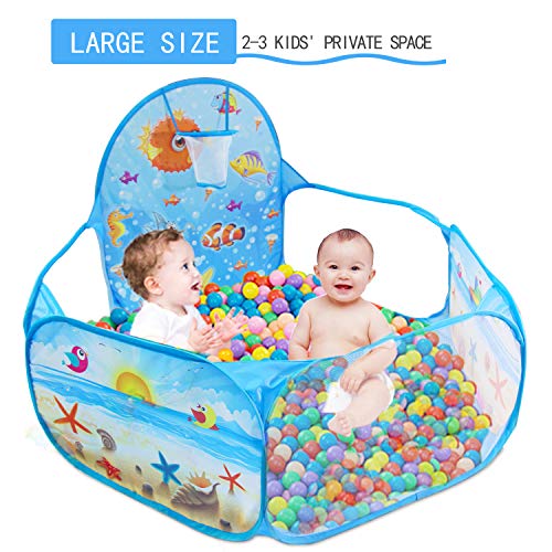 Dressbar Kids Ball Pit With Basketball Hoop Pop Up Children Play Tent, Ocean Pool Baby Playpen,Portable Toys Gifts For Girls Boys Toddlers 2 3 4 5 6 12 Months Year Old (Balls Not Included) #TOP2