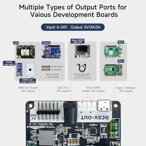 Image of Yahboom PD Power Expansion Board for Raspberry Pi5 8GB Power Board with Jetson /Raspberry Pi5 /RDK Series for Portable Power Supply