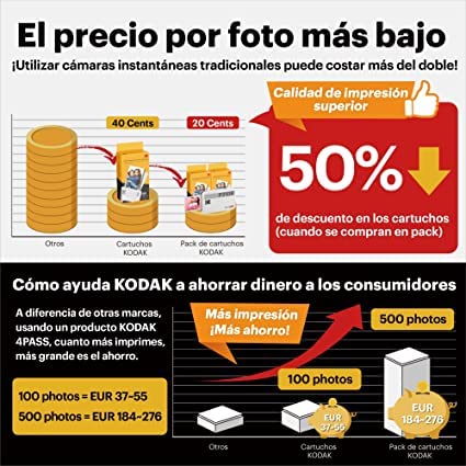 KODAK Mini 2 fotoprinters voor smartphone, snapshots in het formaat 54 x 86 mm, draadloos, draagbaar en compatibel met… - Image 3