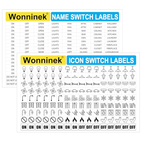 Wonninek 600Pcs Light Switch Labels Clear, Waterproof Electric Breaker Panel Label