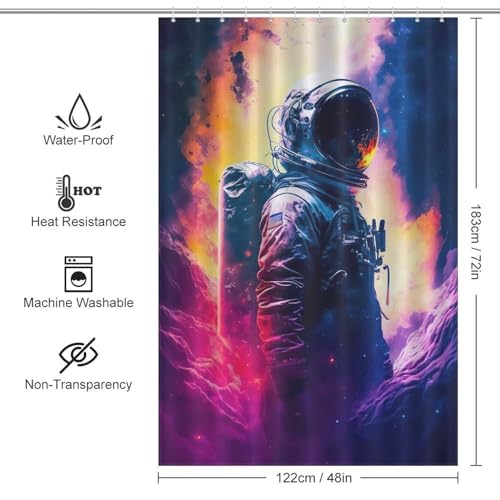 Rideau de douche astronaute imperméable à séchage rapide en textile - 4