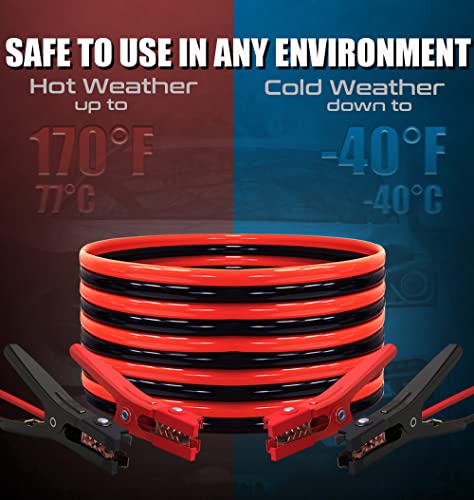 Autogen Heavy Duty Jumper Cables, Booster Cables Ul-Listed 2 Gauge 25 Feet 800Amp Automotive Jumper Cables Kit For Car, Suv, And Trucks With Professional Clamps, Carrying Bag Lights And Safety Gloves #TOP3