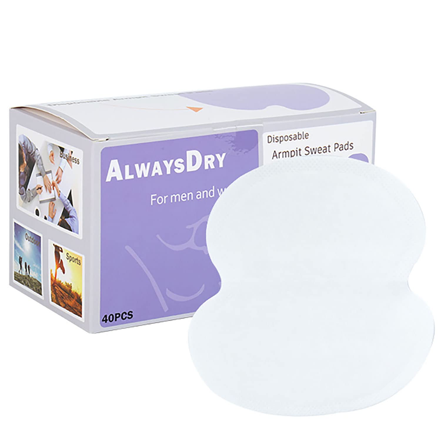 WEYUEUnderarm Sweat Pads â€“ 20Pcs Disposable Armpit Sweat Pads - Underarm Shields Comfortable Unflavored, Non Visible, Extra Adhesive, Disposable, Sweat Free Armpit (40Pcs)