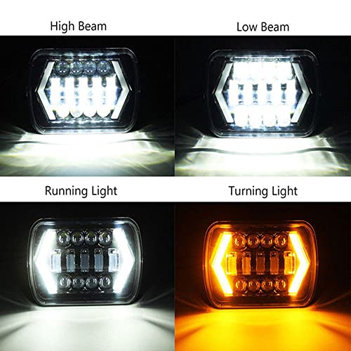 5X7 Polegada LED Farol Halo Anjo Olhos H4 Quadrado Dia Correndo Luz Para 86-95 Jeep Wrangler YJ 84-0