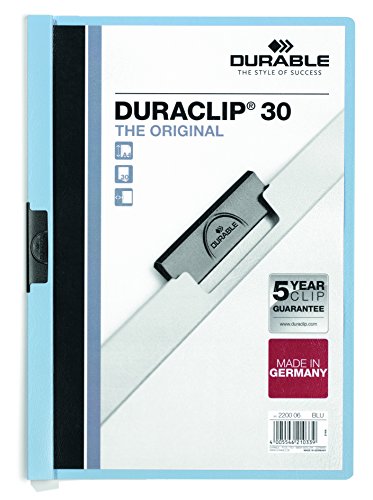 Durable Report Cover With Duraclip, Letter-Size, Holds Up To 30 Pages, Clear Cover/Light Blue, 25 Per Box (220306Bx) #TOP30