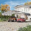 PeakPursuit Metal Carport, 20x20 FT Outdoor Car Port Canopy with Galvanized Steel Roof and Reinforced Base, Heavy Duty Garage Car Shelter Shade for SUV, Truck, Boats