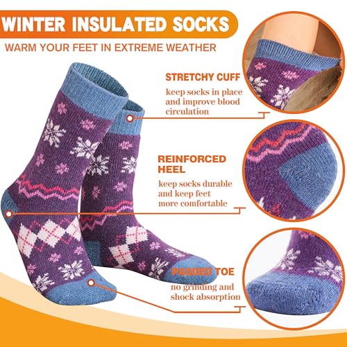 Image of 3 Pairs Warm Thermal Socks for Women & Men Winter Ski Thick Boot Insulated Socks for Cold Weather