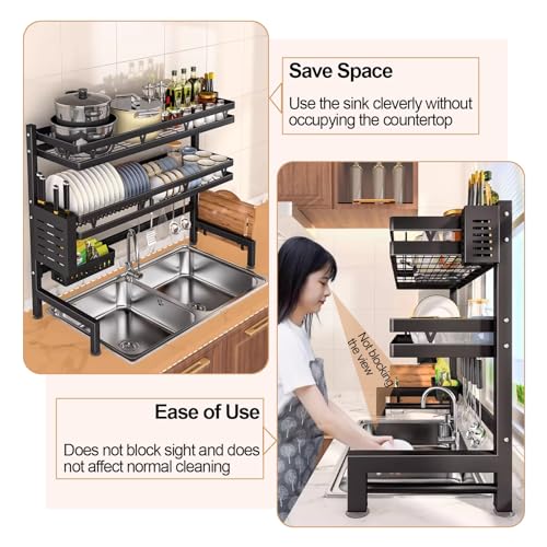 OverSink - Scolapiatti grande da appoggio Orga salvaspazio da cucina, scolapiatti per lavelli (dimensioni: 64 x 28 x 81 cm)