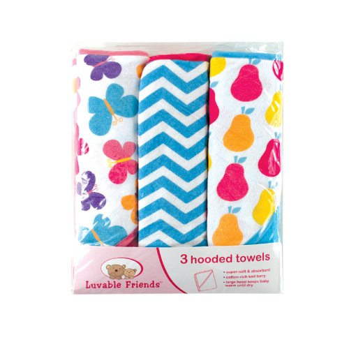 Image of Luvable Friends Print Hooded Towels, Blue Cars, 3 Count