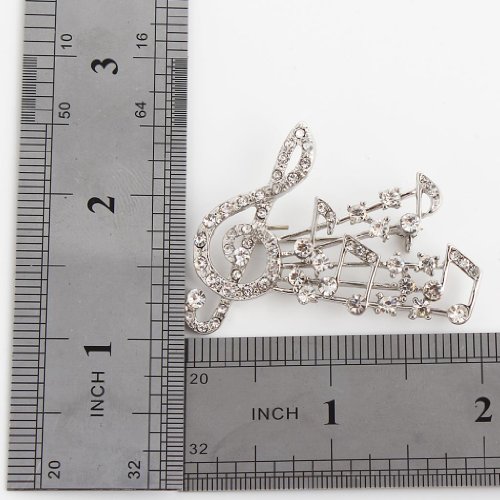 Image of EVER FAITH Clear Austrian Crystal Elegant Musical Note Brooch