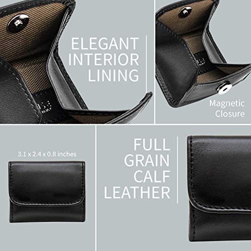 Maruse Slim Handmade Italian Leather Coin Purse for Women and Men - Black Small Coin Pouch with Magnetic Closure, Perfect Change Purse and Stylish Leather Pouch.3
