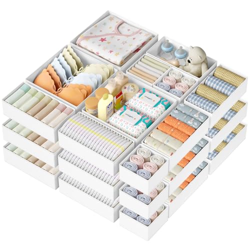 DIMJ Drawer Organizer Clothes Storage - 24 Pack Baby Dresser
