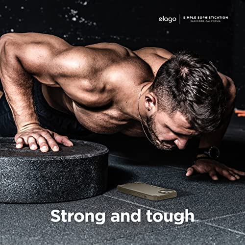 Image of elago Premium Tpu Armor Case, Heavy-Duty Protective Case, Carbon Fiber Texture, Tough Rugged Design, Shockproof Bumper Cover, Full Body Protection, Compatible For Iphone 13 6.1 Inches (Sand), Beige