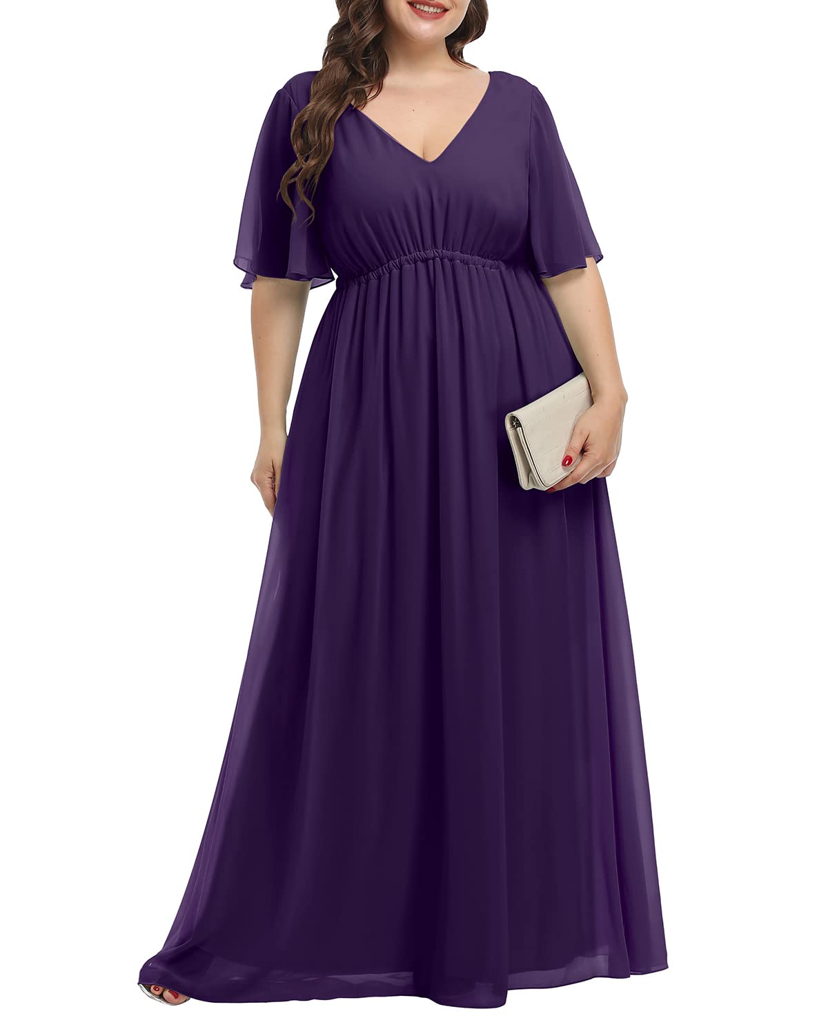 Pinup Fashion Women Bridesmaid Dresses for Wedding Guest Plus Size - Formal Chiffon Long Maxi Dress