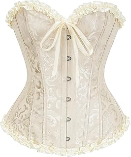 Grewoo Women's Bustier Corset Top for Women Full Breast Corset Lace-Up Corset Waist Shaper Lingerie