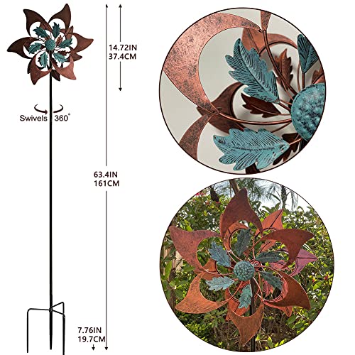 Lerfugi 360 Degrees Metal Swivel Classical Two-Color Windmill Wind Spinner For Patio Lawn Outdoor Yard Lawn Garden #TOP1