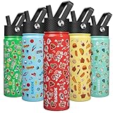 Picture of BJPKPK Insulated Water Bottle with Straw Lid, 22 oz Stainless Steel Metal Water Bottles, Reusable Leak Proof BPA Free Water Bottles, Cups, Thermo, Passionate-Red