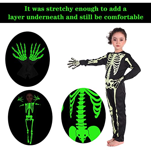 Leegleri Skeleton Costume Glow-In-The-Dark For Kids Halloween Party Dress For Girls,Boys(4-6Ys) #TOP4