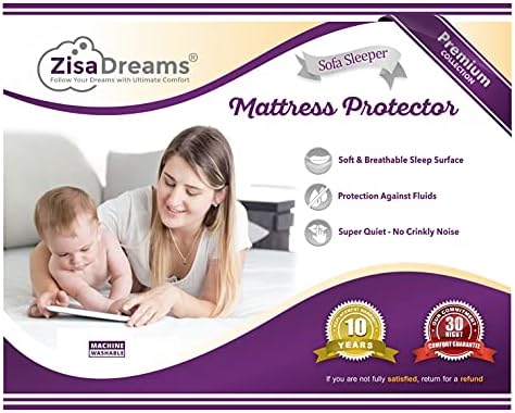 Zisa Dreams - Mattress & Sofa Bed Sleeper Protector | Total Safety from Spillage, Waterproof, Premium 100% Jersey Cotton Top, Queen Size (60x80), 6” Depth, White